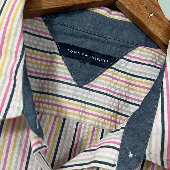 TOMMY HILFIGER Women's Button Up Shirt Stripes L Long Sleeves - Picture 5 of 5